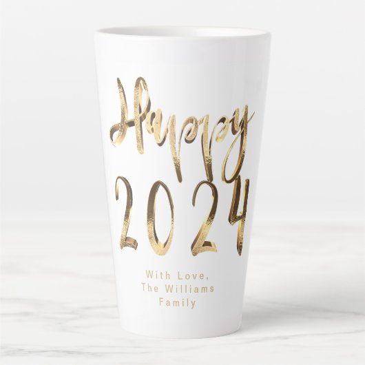 Imitate Gold Script glücklich 2024 Neujahr Milchtasse (Vorderseite)