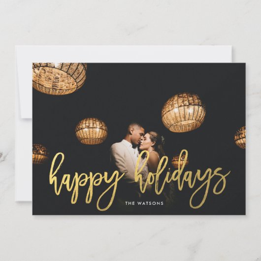 Imitate Gold Script Happy Holidays Weihnachten Fot (Vorderseite)