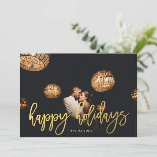 Imitate Gold Script Happy Holidays Weihnachten Fot (Stehend Vorderseite)