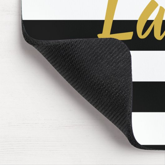 Imitate Gold-Script mit Schwarz-Weiß-Streifen Mousepad (Ecke)