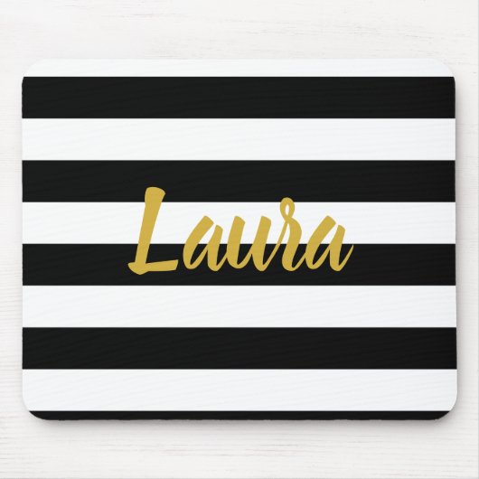Imitate Gold-Script mit Schwarz-Weiß-Streifen Mousepad (Vorne)
