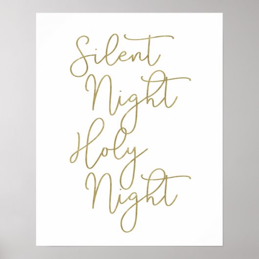 Imitate Gold Script Typografie | Stille Nacht Poster (Vorne)