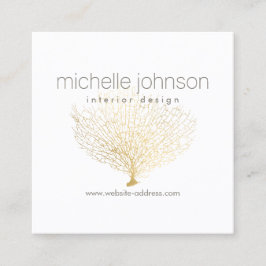 Imitate Gold Sea Fan Corner Interieur Quadratische Visitenkarte