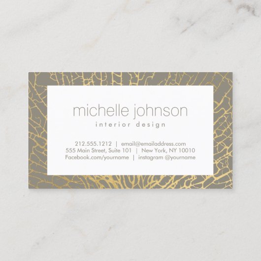 Imitate Gold Sea Fan Cornflor Innenarchitekten Gra Visitenkarte (Rückseite)