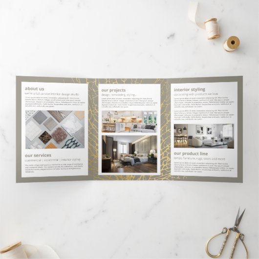 Imitate Gold Sea Fan Muster Innendesign Broschüre (Innenseite)