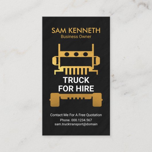 Imitate Gold Semi Truck Granite Texture Trucking Visitenkarte (Vorderseite)