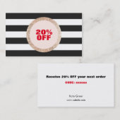 Imitate Gold-Sequenzen Schwarz und Weiß Stripter C Rabattkarte (Vorne/Hinten)