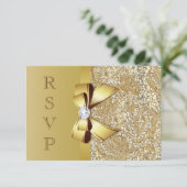 Imitate Gold Sequenzen und Bow UAWG RSVP Karte (Stehend Vorderseite)