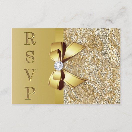 Imitate Gold Sequins Bow Diamond UAWG RSVP Karte (Vorderseite)
