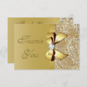 Imitate Gold Sequins Bow Diamond Wedding Vielen Da Dankeskarte (Vorne/Hinten)