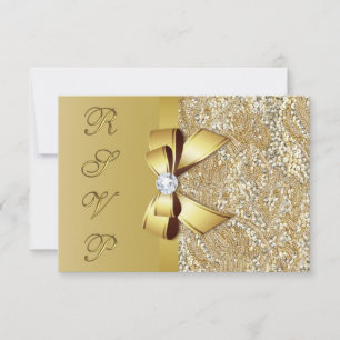 Imitate Gold Sequins Bow UAWG RSVP Karte