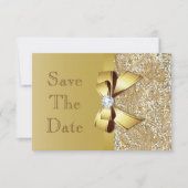 Imitate Gold Sequins Leben gerufen und Bow Wedding Save The Date (Vorderseite)