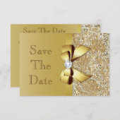 Imitate Gold Sequins Leben gerufen und Bow Wedding Save The Date (Vorne/Hinten)