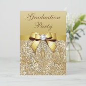 Imitate Gold Sequins und Bow Girls Graduation Part Einladung (Stehend Vorderseite)