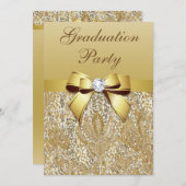 Imitate Gold Sequins und Bow Girls Graduation Part Einladung (Vorne/Hinten)