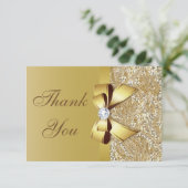 Imitate Gold Sequins und Bow Wedding Vielen Dank Dankeskarte (Stehend Vorderseite)