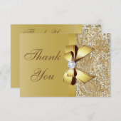 Imitate Gold Sequins und Bow Wedding Vielen Dank Dankeskarte (Vorne/Hinten)