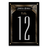 Imitate Gold Shaded Gatsby Art Deco Tischnummer (Vorderseite)