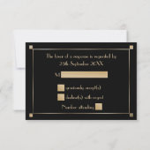Imitate Gold Shaded Gatsby Art Deco Wedding RSVP Karte (Rückseite)