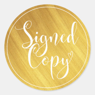 Imitate Gold Signierte Kopie für Herz-Handschrif Runder Aufkleber