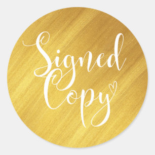 Imitate Gold Signierte Kopie für Herz-Handschrif Runder Aufkleber