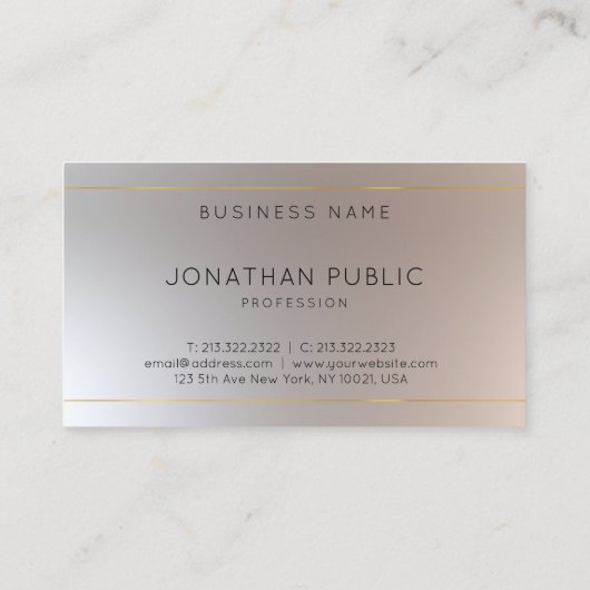 Imitate Gold Silber Modernes Monogramm Beruflich Visitenkarte (Rückseite)