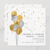 Imitate Gold & Silver Foil Modern Erwachsene Gebur Einladung (Vorne/Hinten)