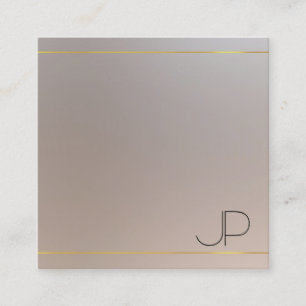 Imitate Gold Silver Mit Monogramm Modernes Elegant Quadratische Visitenkarte