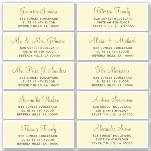 Imitate Gold-Skripte individuelle Gästetiketten Aufkleber (Vorderseite)