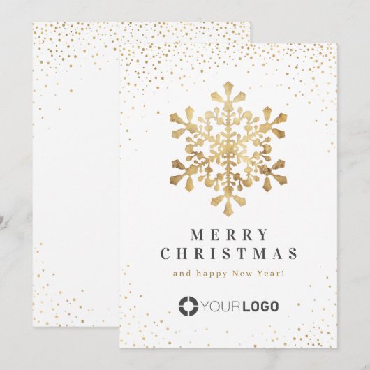 Imitate Gold Snowflakes Weihnachtskarten Einladung (Vorne/Hinten)