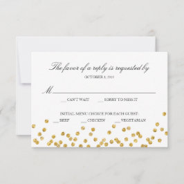 Imitate Gold Sparkle Response Card mit Menüauswahl RSVP Karte