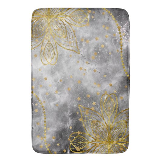 Imitate Gold Star Mandala Bath Mat Grosses Badematte (Vorderseite Vertikal)