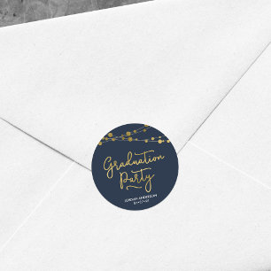 Imitate Gold Stories of Lights Blue Graduation Par Runder Aufkleber