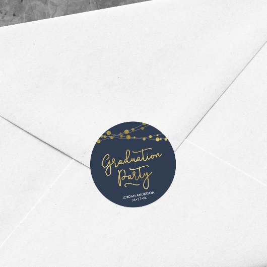 Imitate Gold Stories of Lights Blue Graduation Par Runder Aufkleber