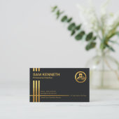 Imitate Gold Streifen Dunkelblauer Beruflicher Cha Visitenkarte (Stehend Vorderseite)
