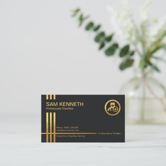 Imitate Gold Streifen Dunkelblauer Beruflicher Cha Visitenkarte (Stehend Vorderseite)