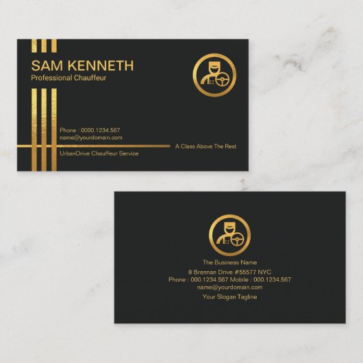 Imitate Gold Streifen Dunkelblauer Beruflicher Cha Visitenkarte (Vorne/Hinten)