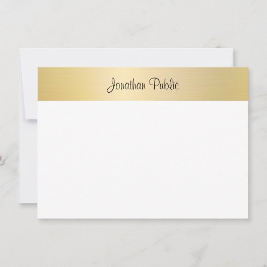 Imitate Gold Template Handgeschriebenes Skriptelem Mitteilungskarte (Vorderseite)