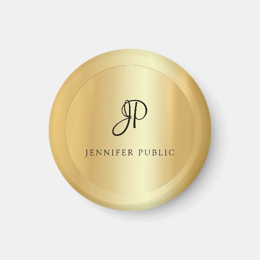 Imitate Gold Template Monogram Moderne Elegant Magnet (Vorne)