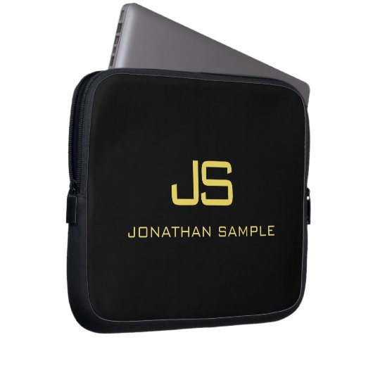 Imitate Gold Text Schöne Schwarze Vorlage für Mono Laptopschutzhülle (Vorne Rechts)