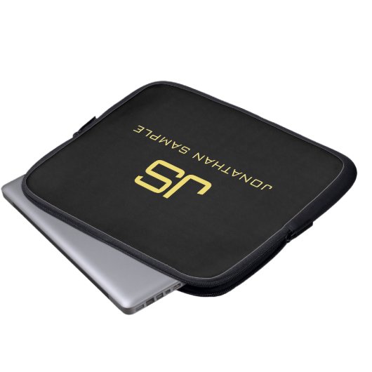 Imitate Gold Text Schöne Schwarze Vorlage für Mono Laptopschutzhülle (Vorne Knopf)