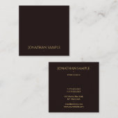 Imitate Gold Text Schriftart Elegantes Schwarzes V Quadratische Visitenkarte (Vorne/Hinten)