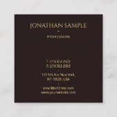 Imitate Gold Text Schriftart Elegantes Schwarzes V Quadratische Visitenkarte (Rückseite)