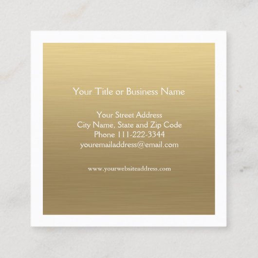 Imitate Gold Tropical Square Business Card Quadratische Visitenkarte (Rückseite)