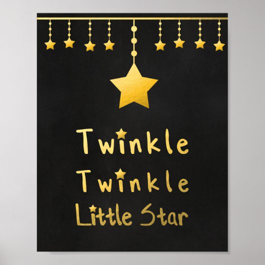 Imitate gold Twinkle Twinkle Little Star Graustern Poster (Vorne)