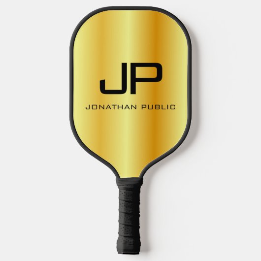 Imitate Gold Two Sides Monogram Elegant Template Pickleball Schläger (Rückseite)
