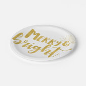 Imitate Gold Typografie Frohe und helle Weihnachte Pappteller (Schrägansicht)