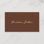 Imitate Gold Typografie Script Text Elegante Farbe Visitenkarte (Vorderseite)