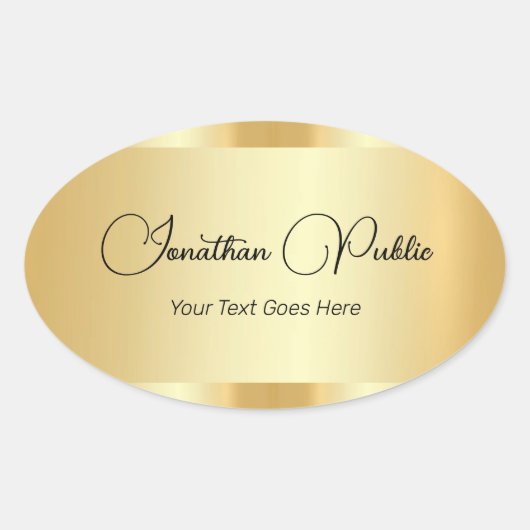 Imitate Gold Typografy Script Template Trendy Ovaler Aufkleber (Vorderseite)