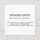 Imitate Gold Umrissene Rose Blume, Veranstaltungen Quadratische Visitenkarte (Rückseite)